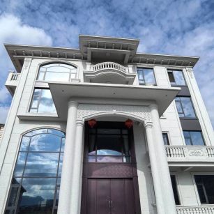 那曲白麻别墅外墙干挂石材效果示例