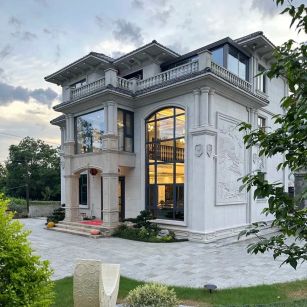 那曲 白麻花岗岩私人别墅干挂石材豪华定制