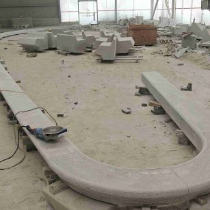 那曲 芝麻白花岗岩弧形花坛石，坐凳石