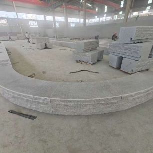 那曲 芝麻白异形坐凳，自然面光面弧形加工