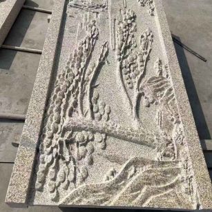 那曲 黄金麻雕刻板浮雕迎客松