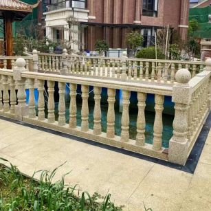 那曲黄金麻花岗岩石材栏杆，扶手，将军柱，花瓶柱