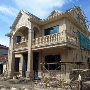 那曲 黄金麻花岗岩石材私人别墅雕花门楼柱阳台栏杆