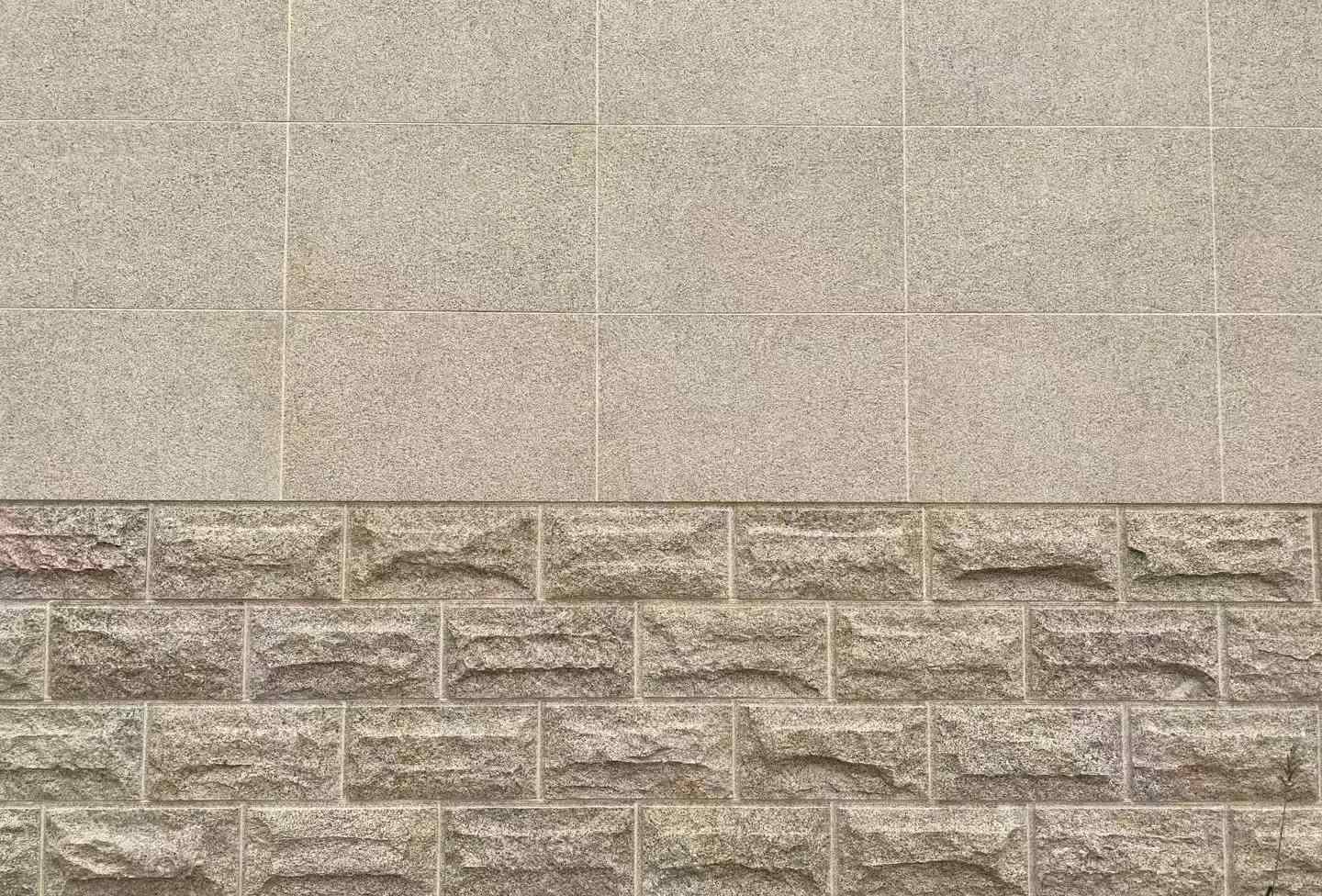 那曲 黄金麻自然面蘑菇石配荔枝面干挂