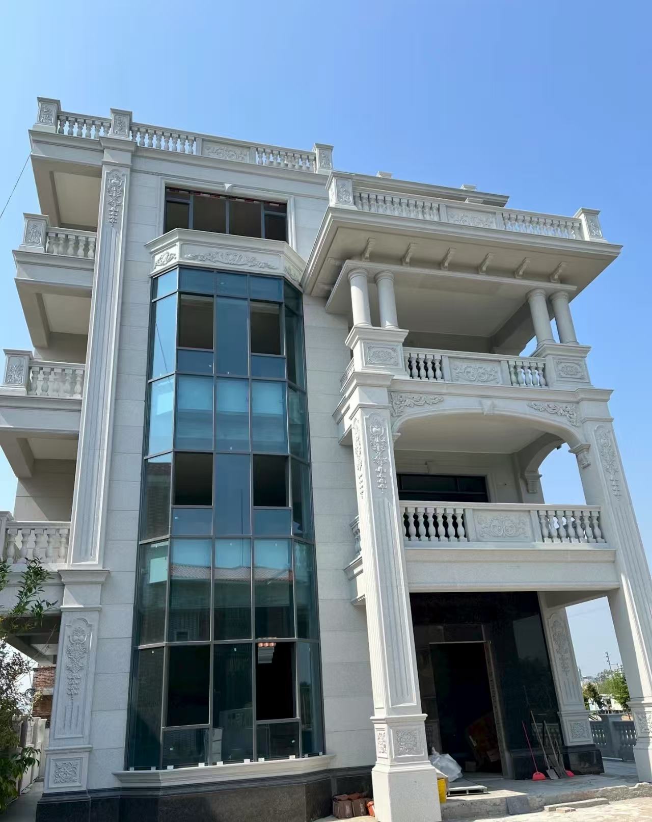 那曲 白麻花岗岩别墅外墙干挂效果展示