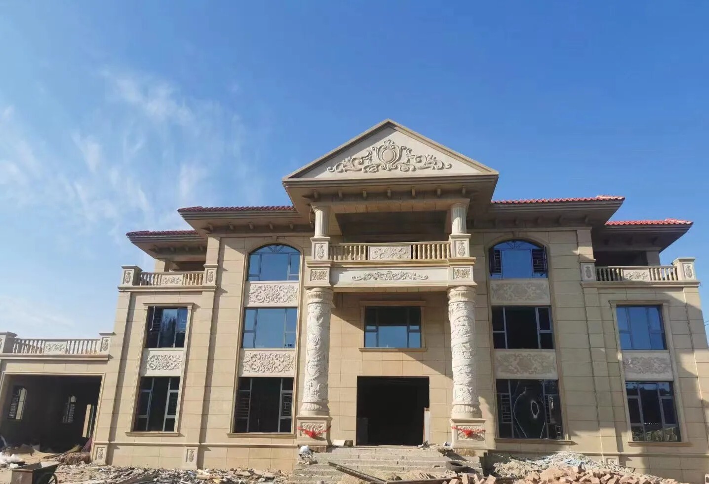 那曲 黄金麻花岗岩别墅外墙干挂