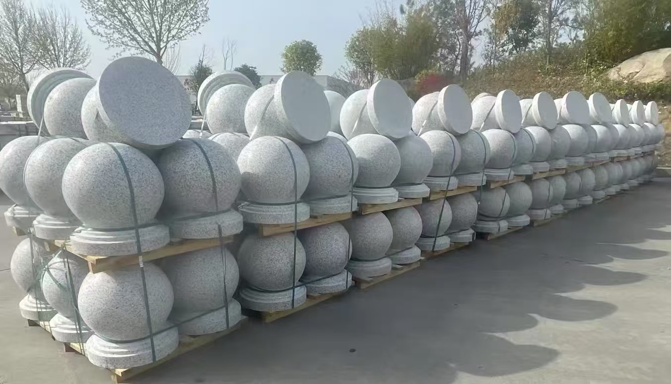 那曲 白麻花岗岩石材圆球，石球，挡车球，隔离球，景观石球，风水球等