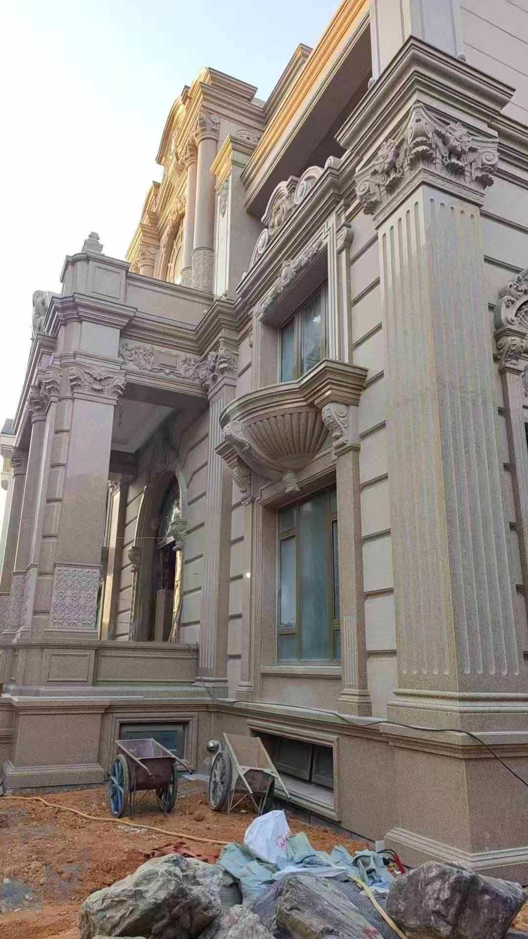 那曲 黄金麻花岗岩光面别墅外墙干挂施工完成