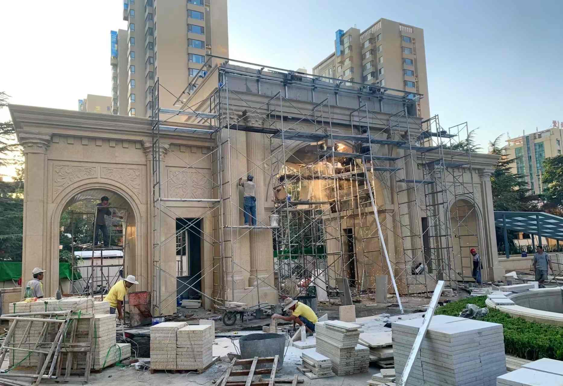 那曲 黄金麻荔枝面花岗岩小区门楼外墙干挂