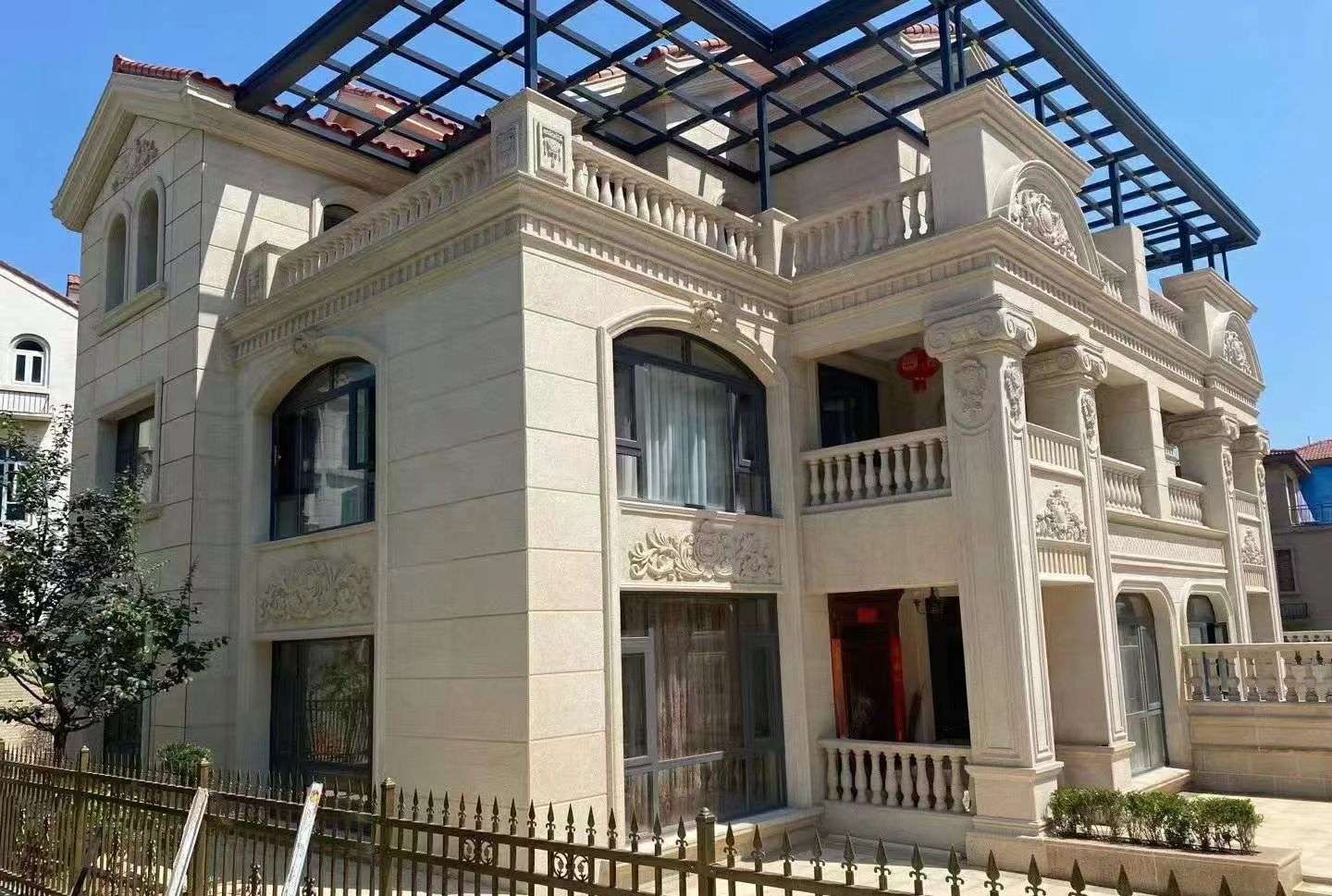 那曲 黄金麻花岗岩荔枝面别墅外墙干挂