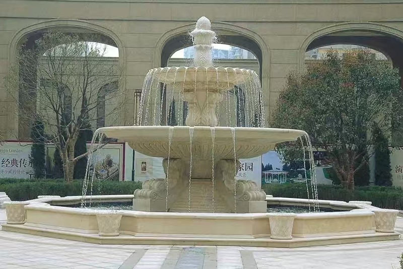 那曲 黄金麻花岗岩异型加工——户外庭院石雕流水喷泉